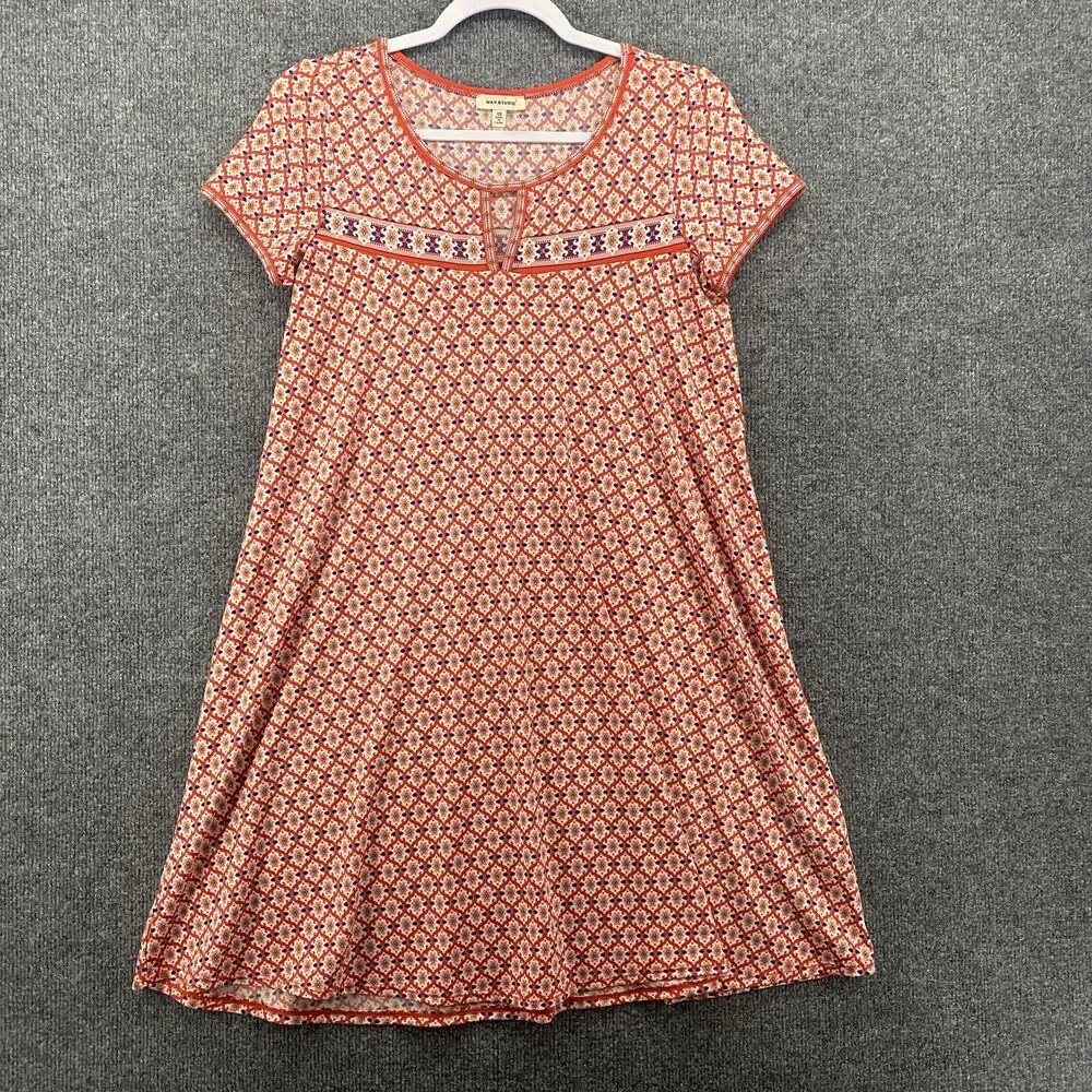 Max Studio | Dresses | Max Studio Dress Womens Xs Geometric Short Sleeve  Midi Ladies Hippie Retro 7s | Poshmark